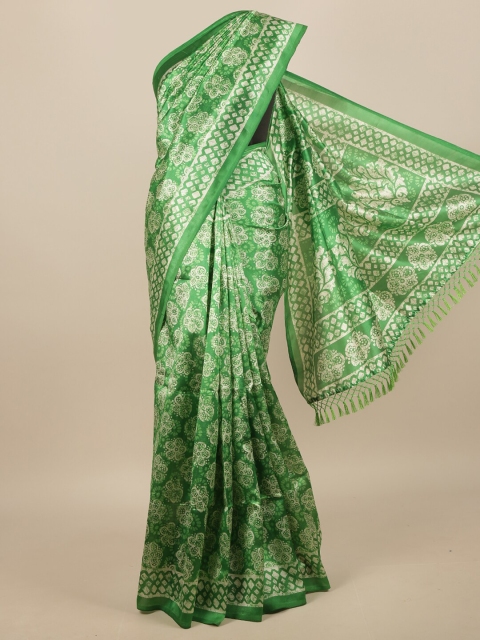 

Pothys Green & Cream-Coloured Floral Saree
