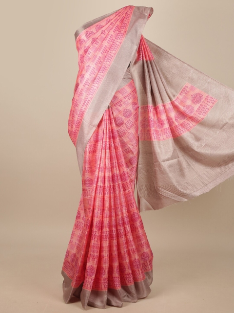 

Pothys Pink & Grey Printed Saree