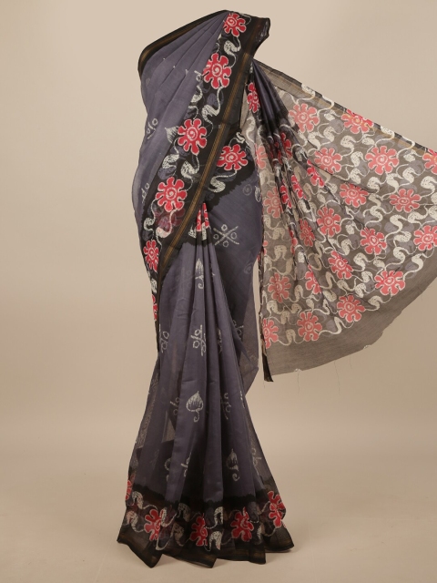 

Pothys Grey & Pink Ethnic Motifs Saree