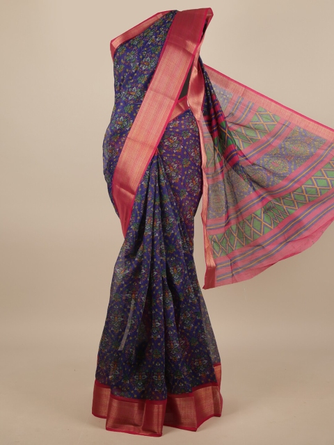 

Pothys Blue & Pink Floral Saree