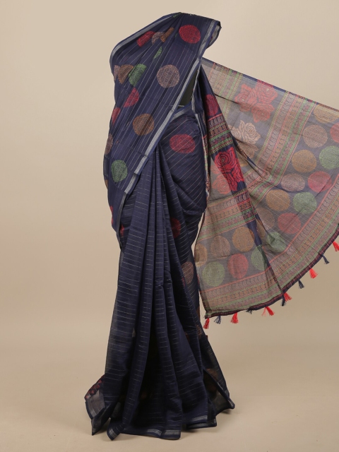 

Pothys Navy Blue & Grey Floral Saree