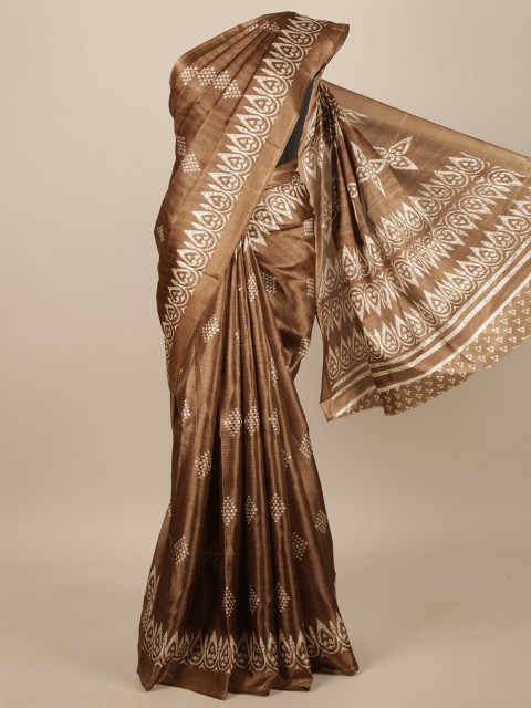 

Pothys Brown & White Ethnic Motifs Saree