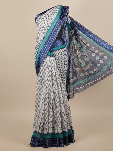 

Pothys White & Blue Printed Saree