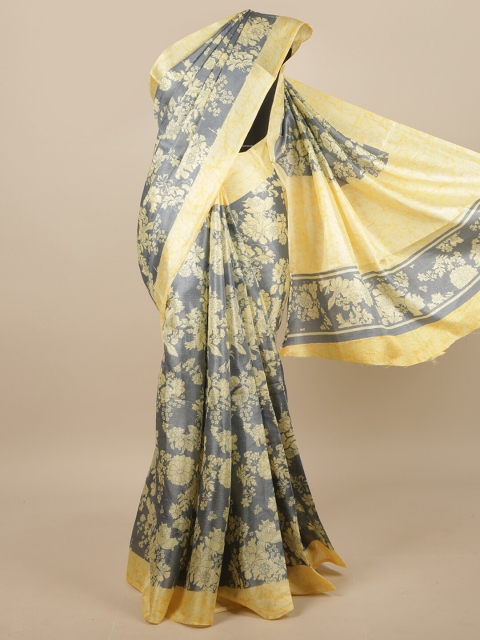 

Pothys Grey & Yellow Floral Saree