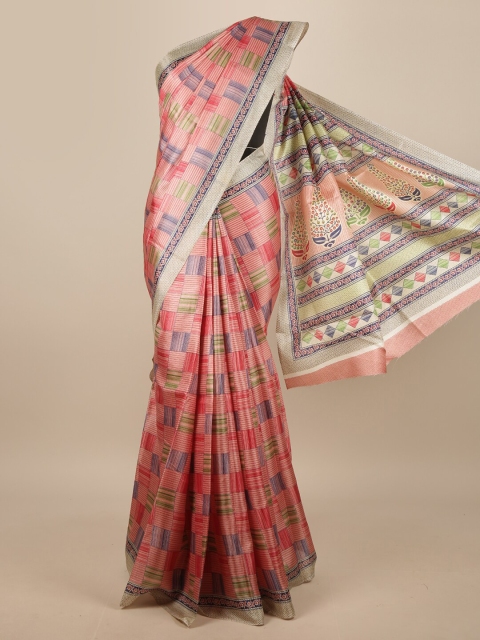 

Pothys Pink & Grey Printed Saree