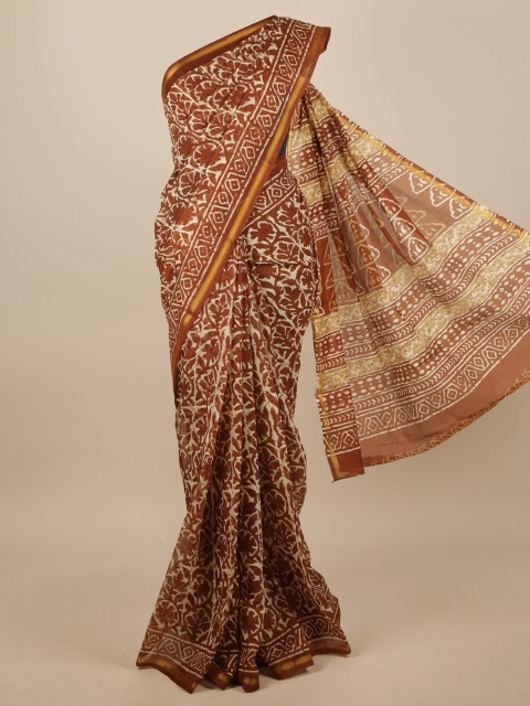 

Pothys Brown & Champagne Floral Zari Saree