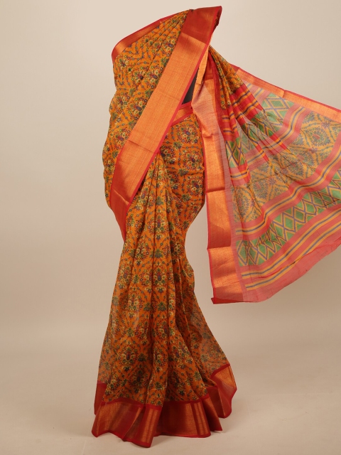 

Pothys Orange & Green Floral Saree