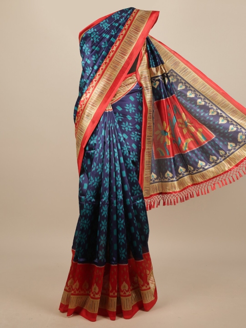 

Pothys Blue & Red Floral Saree