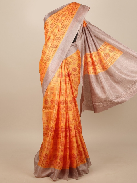 

Pothys Orange & Beige Floral Saree