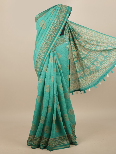 

Pothys Green & Grey Ethnic Motifs Saree