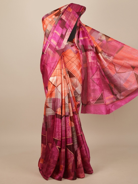 

Pothys Orange & Pink Printed Saree