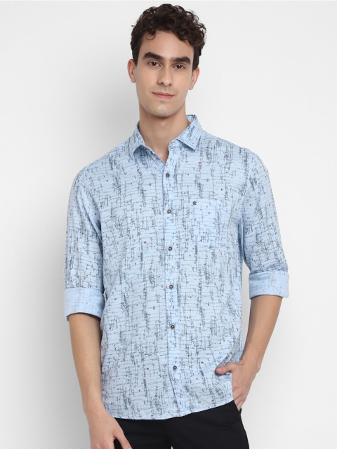 

Turtle Men Blue Slim Fit Opaque Printed Casual Shirt