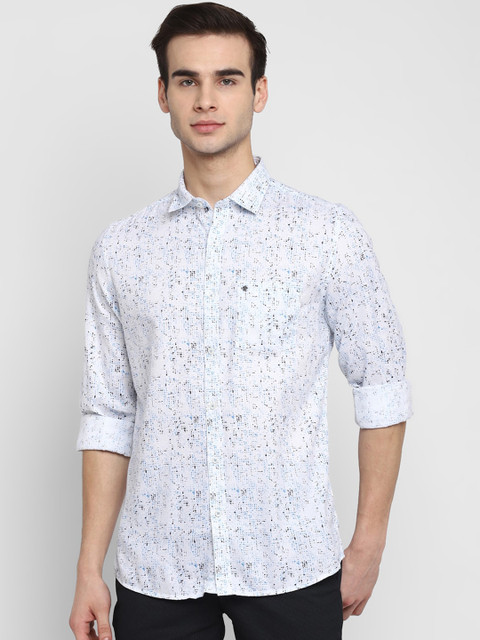 

Turtle Men White & Black Slim Fit Printed Casual Shirt