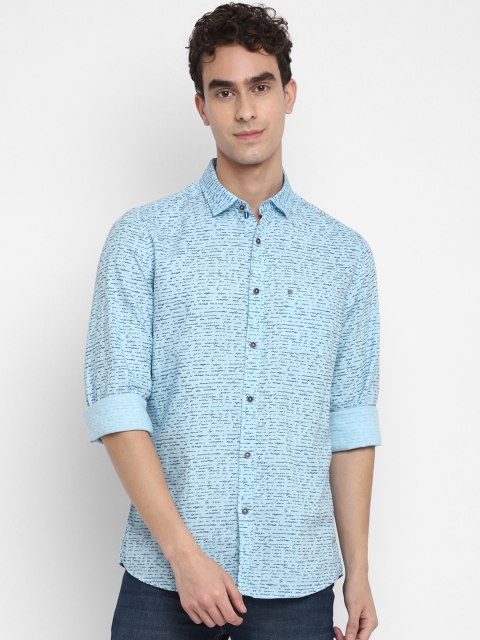 

Turtle Men Blue Slim Fit Opaque Printed Cotton Casual Shirt