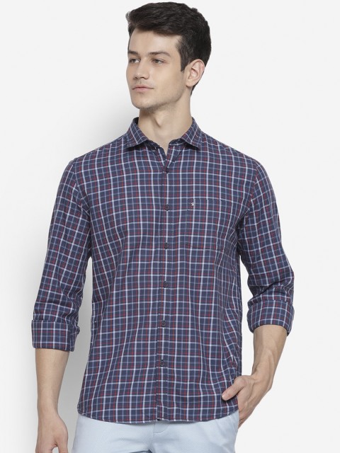 

Turtle Men Blue Slim Fit Tartan Checks Opaque Casual Shirt