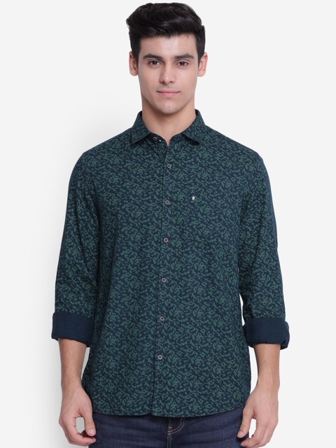

Turtle Men Blue Slim Fit Floral Opaque Printed Casual Shirt