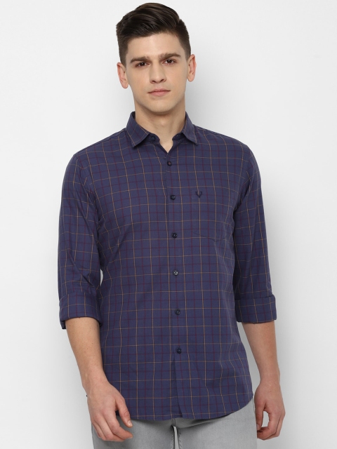 

Allen Solly Men Navy Blue Slim Fit Opaque Checked Pure Cotton Casual Shirt