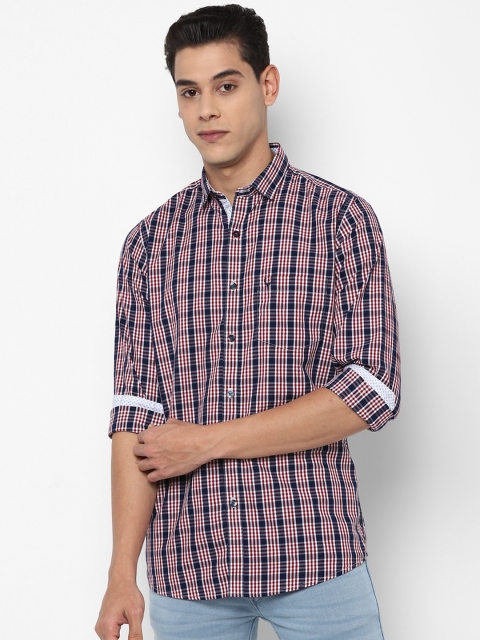 

Allen Solly Men Maroon & Navy Blue Slim Fit Checked Cotton Casual Shirt