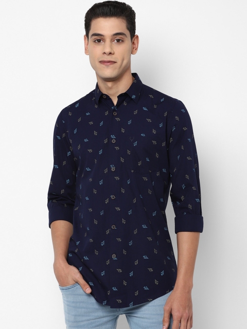 

Allen Solly Men Navy Blue Slim Fit Opaque Printed Casual Shirt