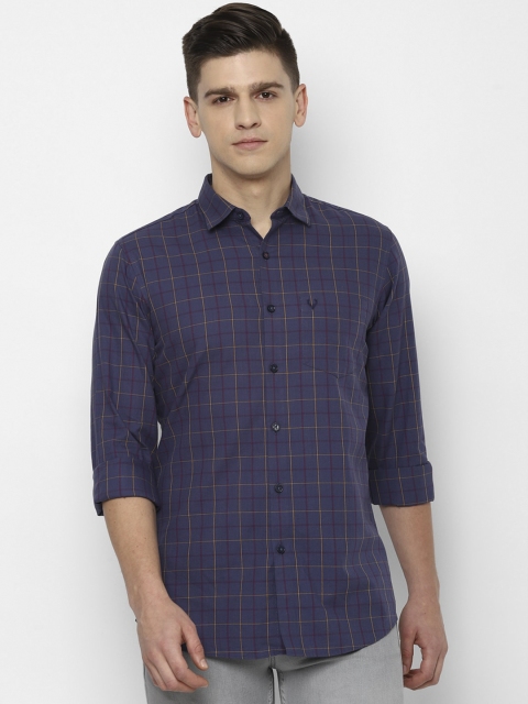 

Allen Solly Men Navy Blue Slim Fit Checked Casual Cotton Shirt