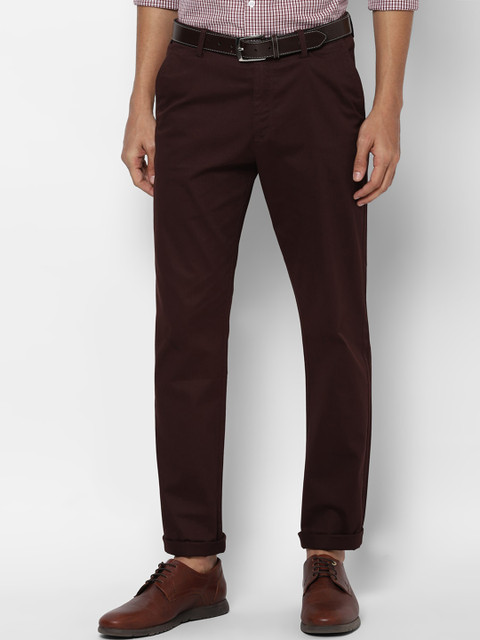 

Allen Solly Men Maroon Solid Casual Trousers