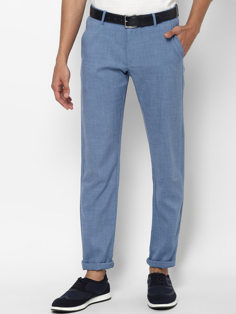 

Allen Solly Men Blue Textured Slim Fit Trousers