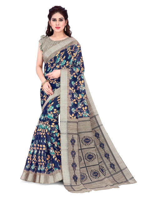 

KALINI Blue & Grey Floral Bagh Saree