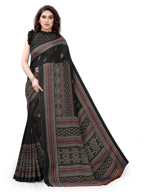 

KALINI Black & Red Jute Cotton Saree