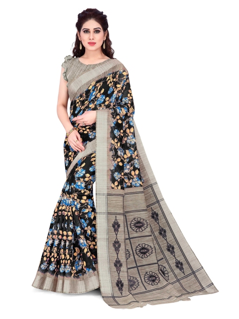

KALINI Black & Beige Floral Printed Zari Bagh Saree