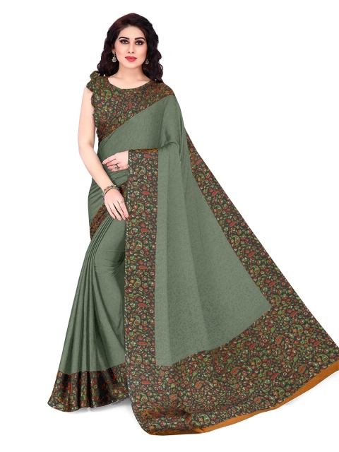 

KALINI Green & Blue Floral Printed Bagh Saree