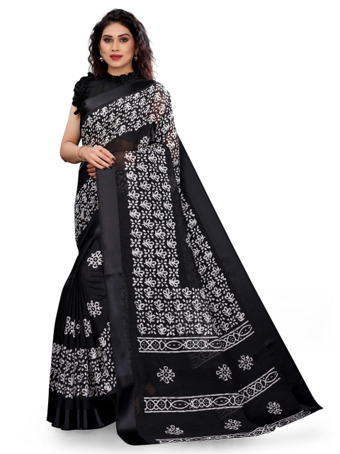 

KALINI Black & White Ethnic Motifs Printed Saree