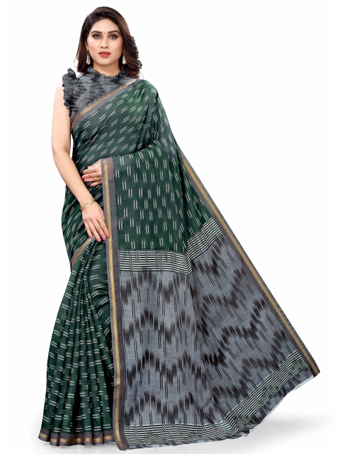 

KALINI Green & Grey Printed Saree
