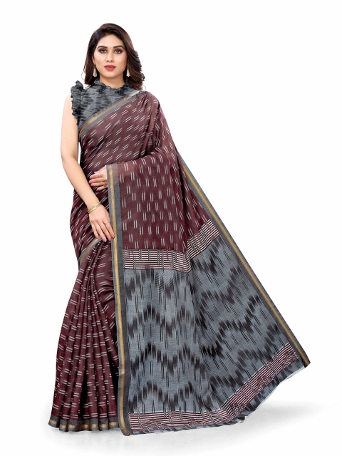 

KALINI Maroon & Grey Printed Saree