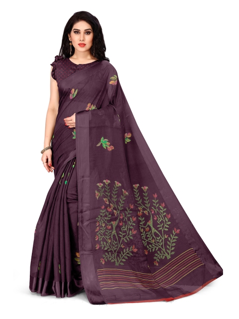 

KALINI Purple & Green Floral Printed Bagh Saree