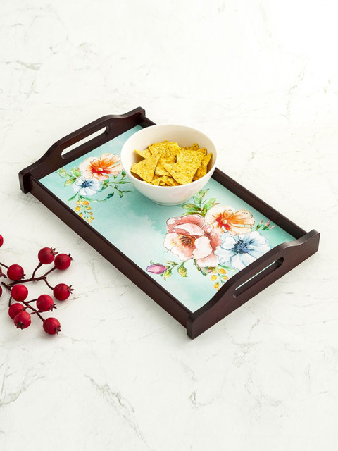 

Home Centre Brown & Blue Printed Medium Tray