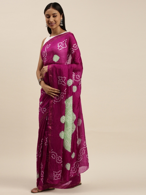 

Mitera Magenta Bandhani Art Silk Bandhani Saree