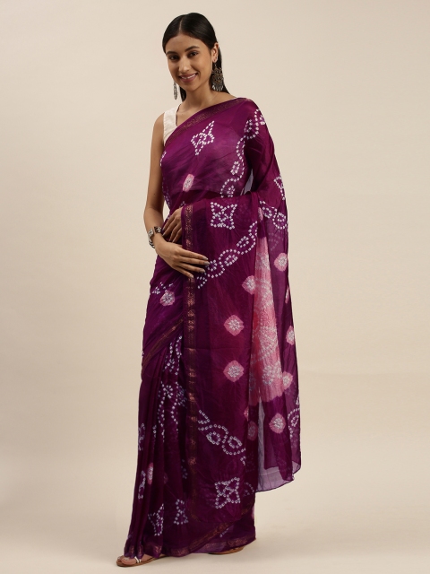 

Mitera Pink Bandhani Art Silk Bandhani Saree