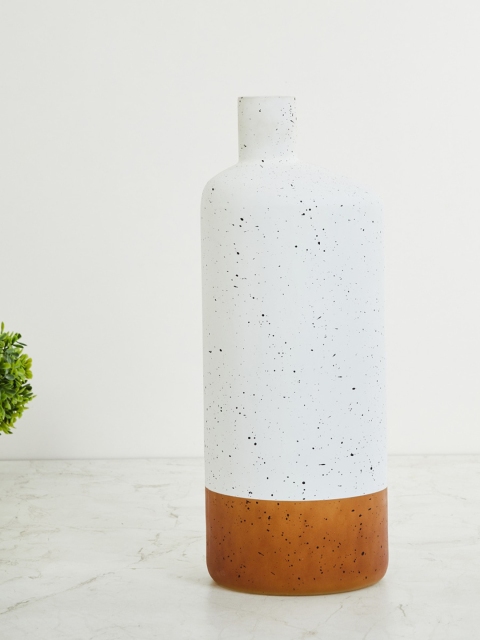 

Home Centre White & Brown Fiesta Narrow Mouth Textured Glass Vase