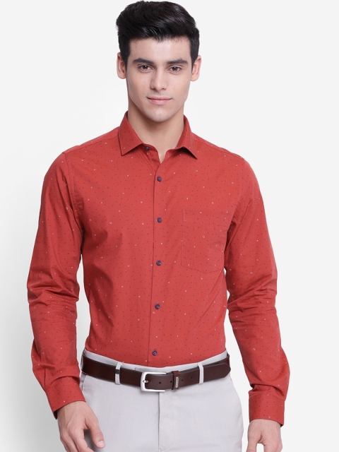 

Turtle Men Rust Slim Fit Printed Formal Shirt