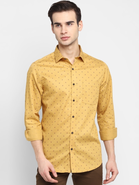 

Turtle Men Yellow Slim Fit Opaque Printed Casual Shirt