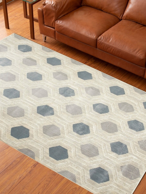 

Home Centre Beige & Blue Geometric Printed Rectangular Anti-Skid Carpet