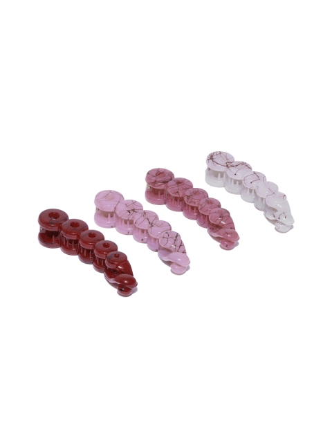 

Blueberry KIDS Girls Maroon & White Set of 4 Banana Clip