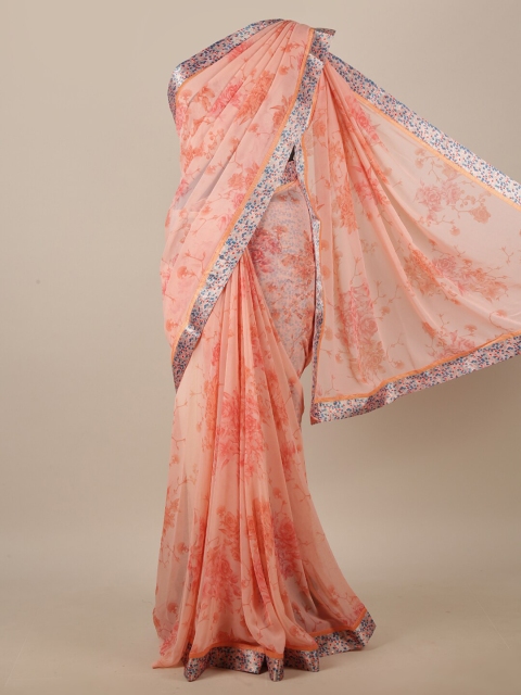 

Pothys Pink & Grey Floral Printed Saree