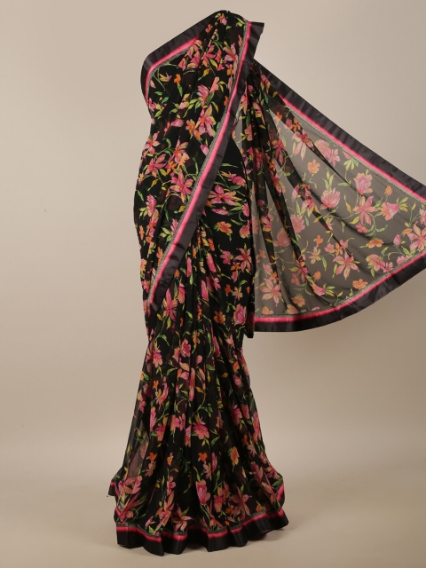 

Pothys Black & Pink Floral Printed Saree