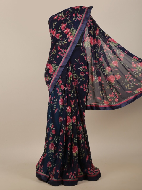 

Pothys Blue & Pink Floral Printed Saree