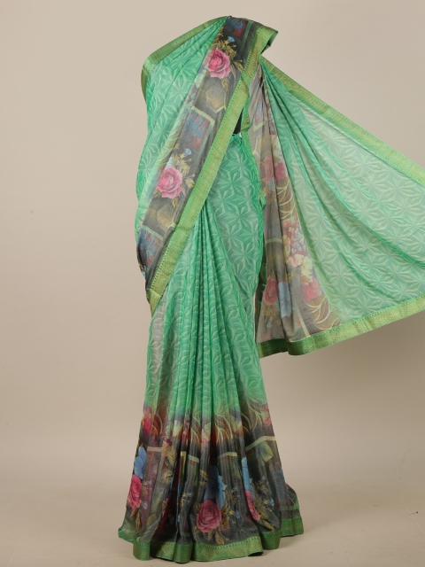 

Pothys Green & Pink Floral Printed Saree