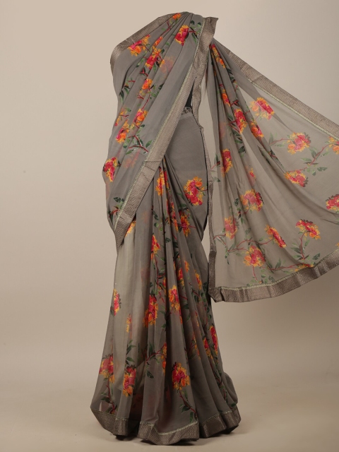 

Pothys Grey & Red Floral Printed Saree