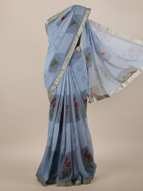 

Pothys Grey & Red Floral Printed Saree