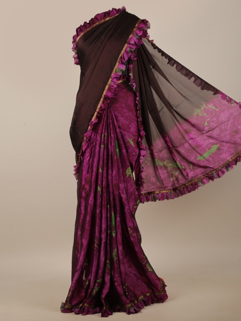 

Pothys Brown & Purple Floral Printed Saree