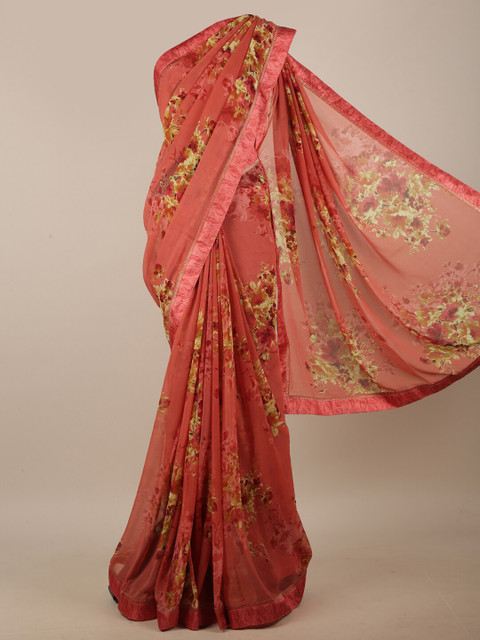 

Pothys Mauve & Green Floral Printed Saree